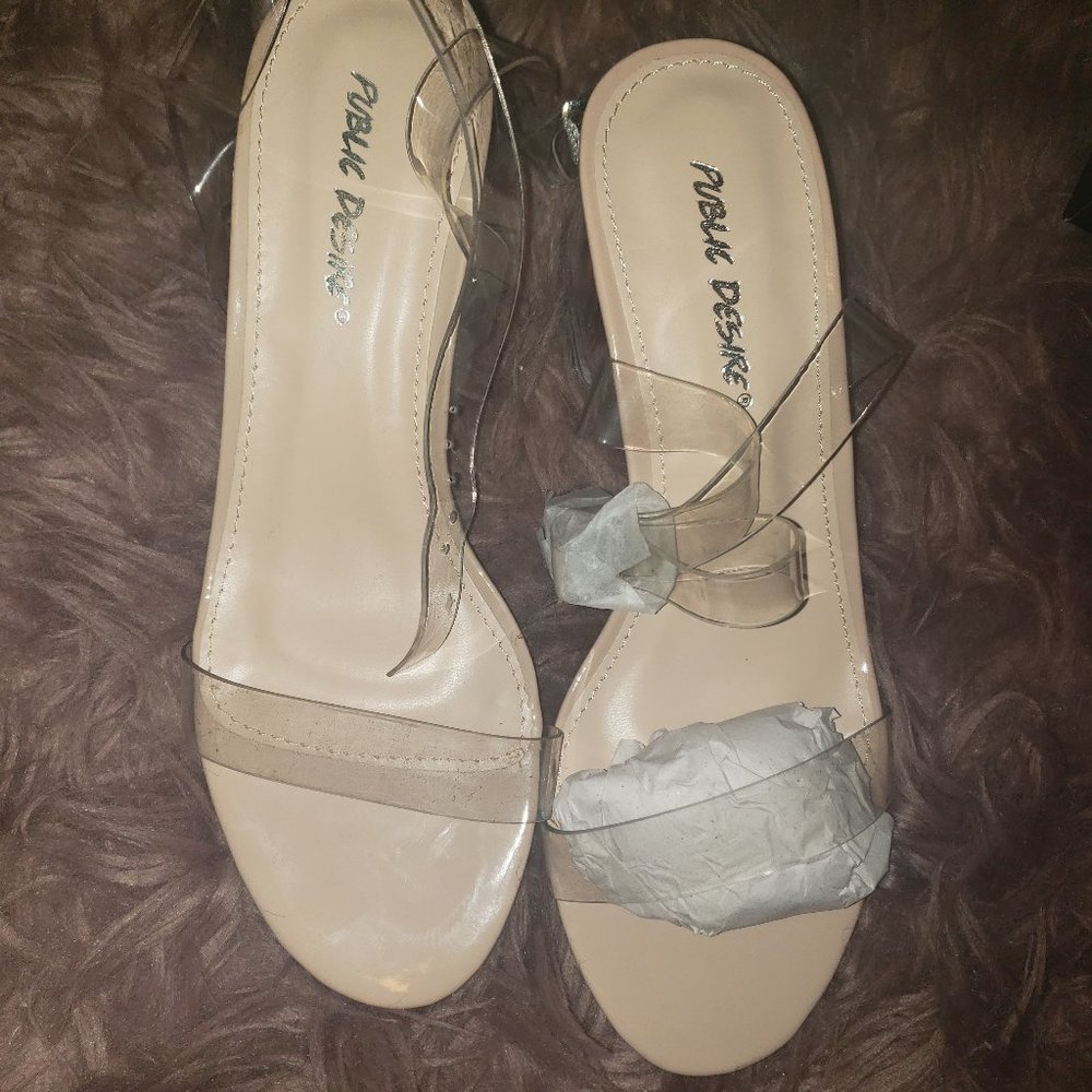 Public Desire Clear Block Heel Sandal